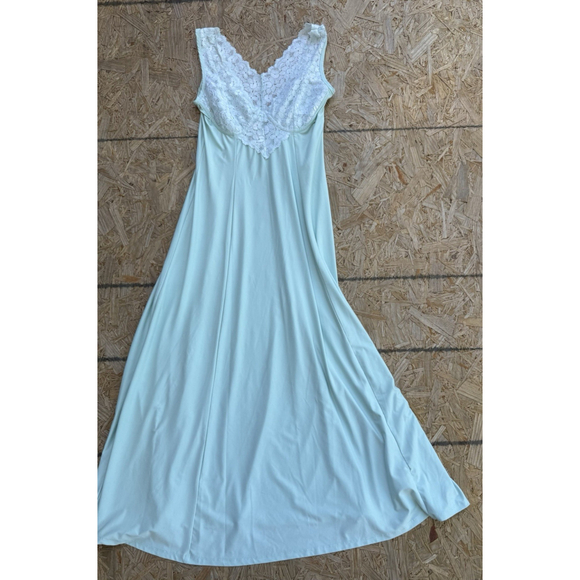 Soft Surroundings Women’s Nightgown Medium Aqua Blue Lace Bodice Maxi Length - Picture 2 of 7